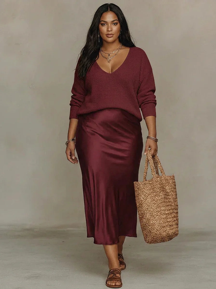 Alessia – Elegant Satin Midi Dress