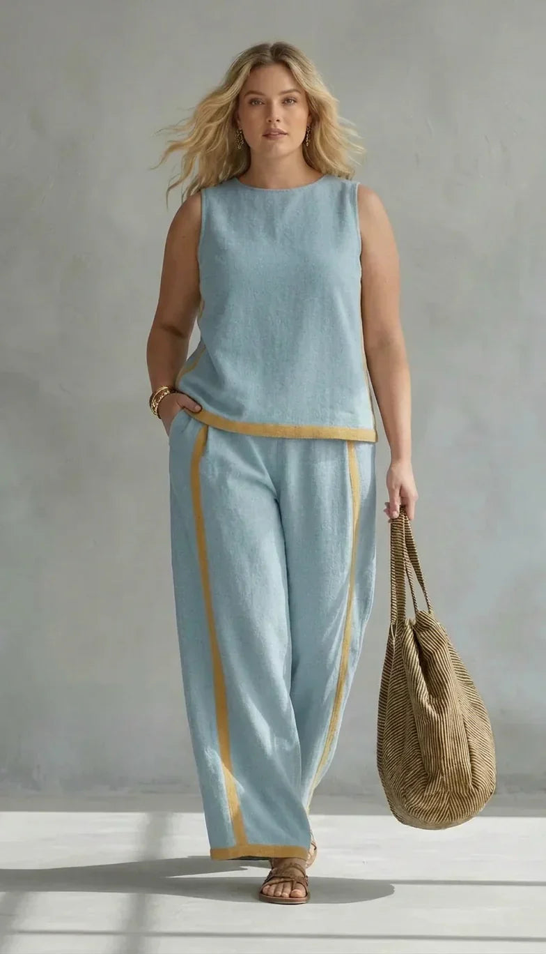 Ursula - Elegant and Casual Set of Vest and Pants with Bicolor Finishes