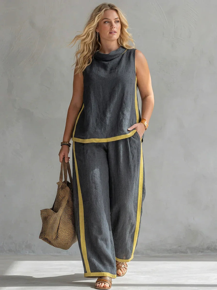 Ursula - Elegant and Casual Set of Vest and Pants with Bicolor Finishes
