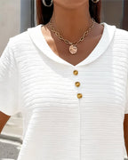 Barbara|Collar T-Shirt with Buttons