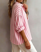 Deborah | Wide Striped Blouse with Collar
