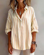 Deborah | Wide Striped Blouse with Collar