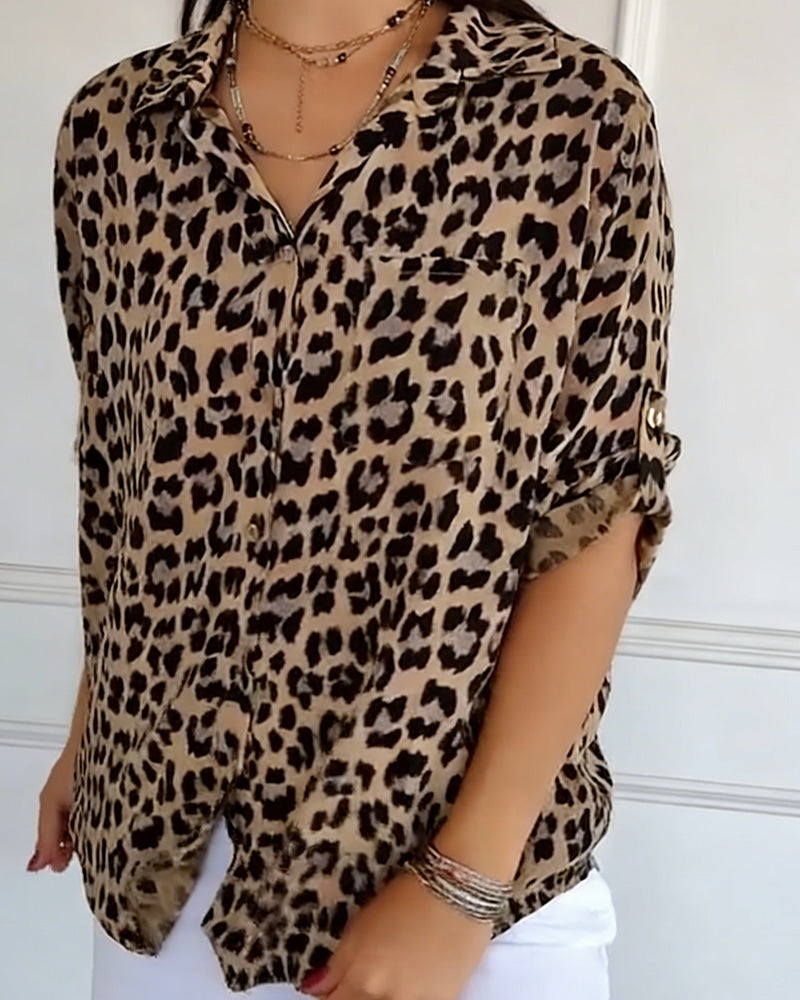 Susan | Fashion Blouses with Leopard Print