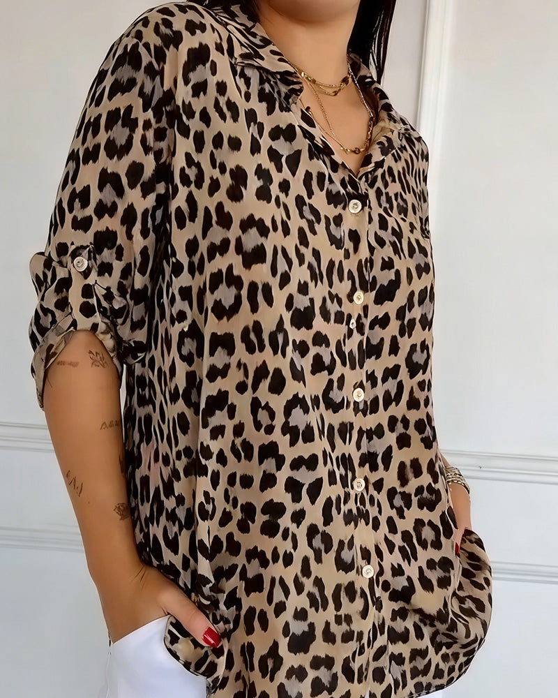 Susan | Fashion Blouses with Leopard Print