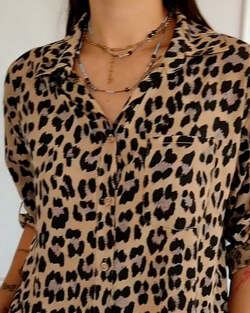 Susan | Fashion Blouses with Leopard Print
