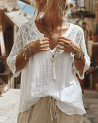 Cynthia | V-Neck Blouse with Lace Detail