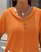 Barbara|Collar T-Shirt with Buttons