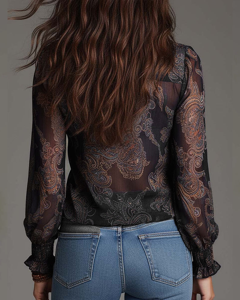 Demi | Zip Ruffled Retro Blouse