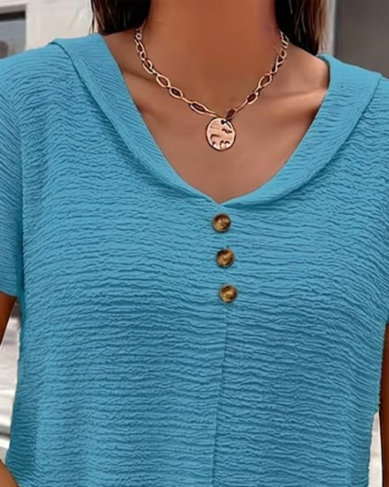 Barbara|Collar T-Shirt with Buttons