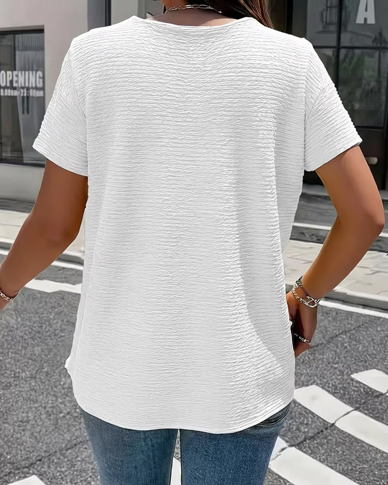 Barbara|Collar T-Shirt with Buttons