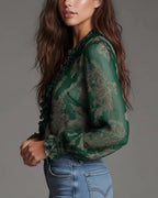 Demi | Zip Ruffled Retro Blouse