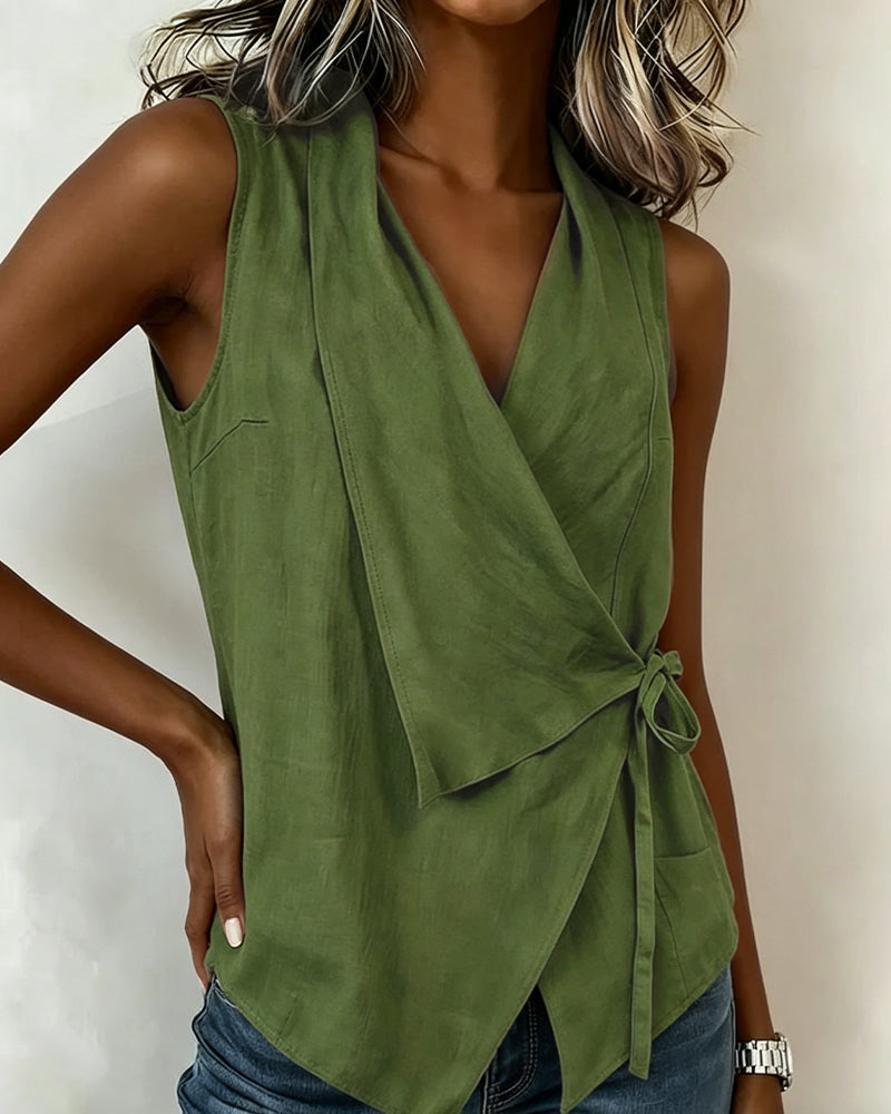 Brenda | Wide Strap Cross Top with Bow