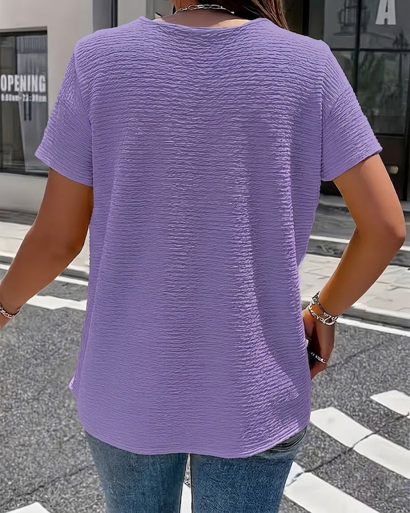 Barbara|Collar T-Shirt with Buttons
