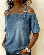Patricia | Off-Shoulder Denim Shirt