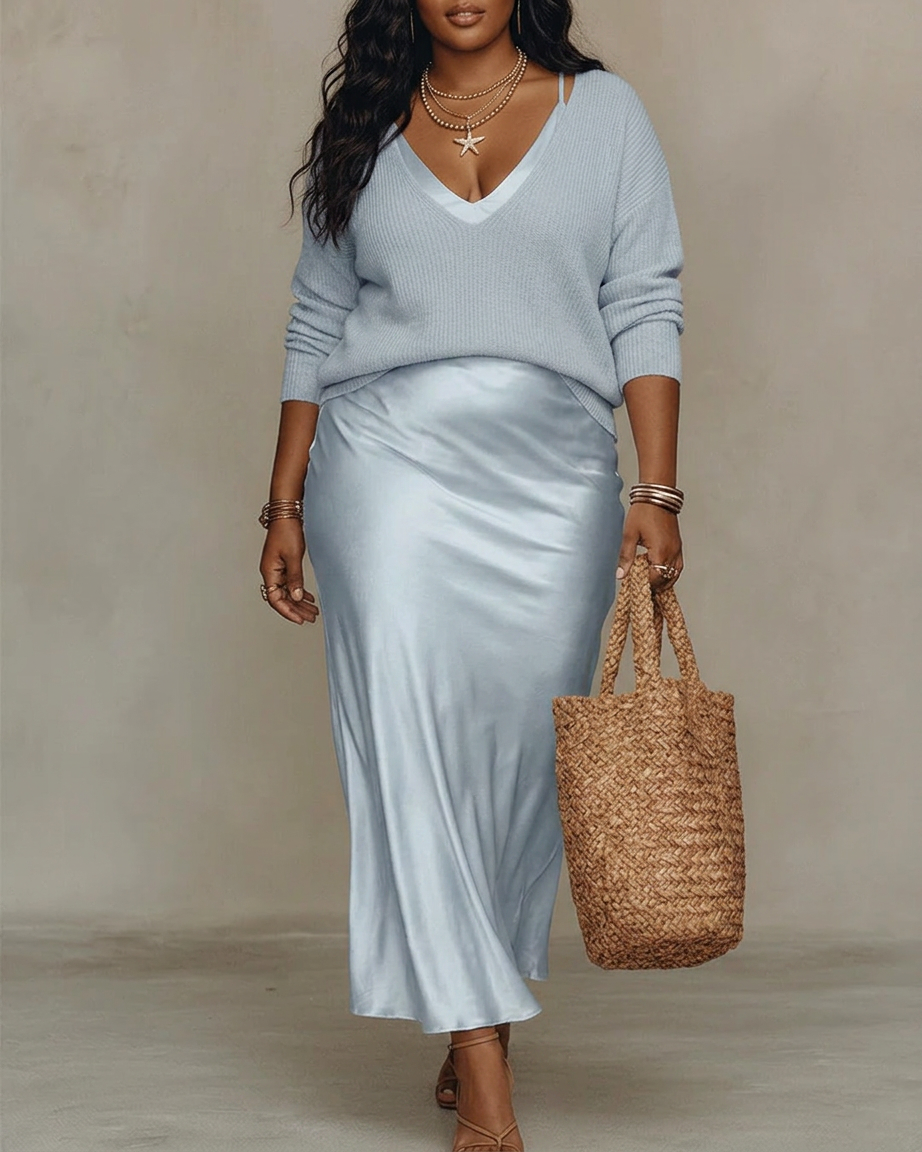 Alessia – Elegant Satin Midi Dress