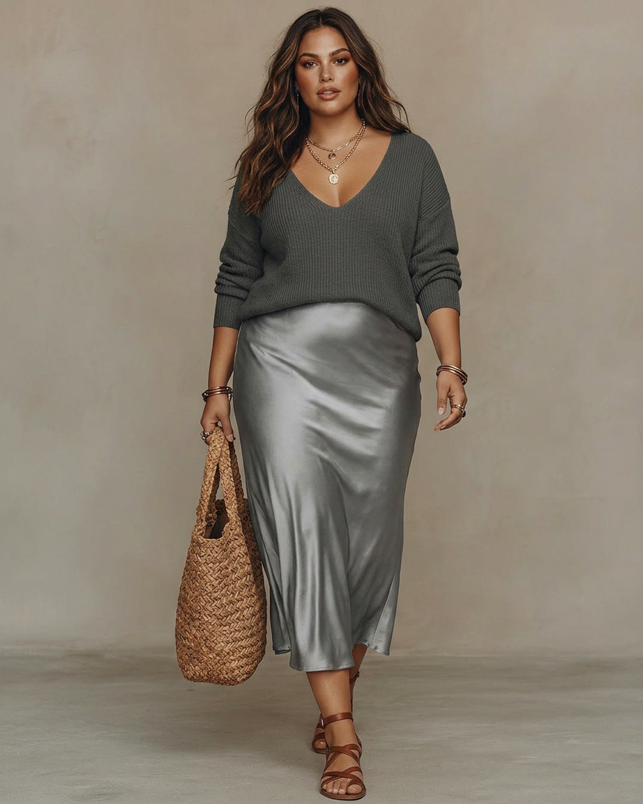 Alessia – Elegant Satin Midi Dress