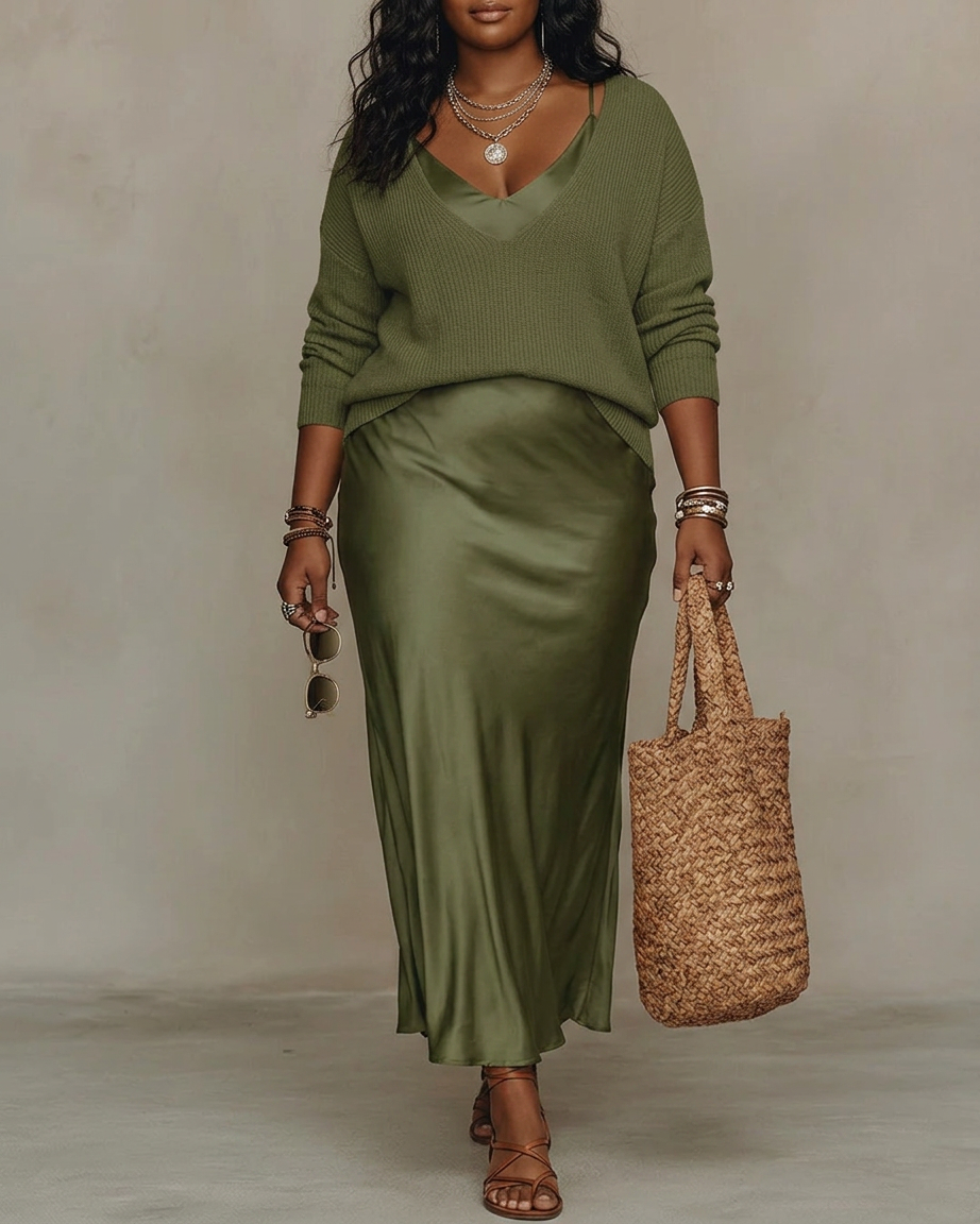 Alessia – Elegant Satin Midi Dress