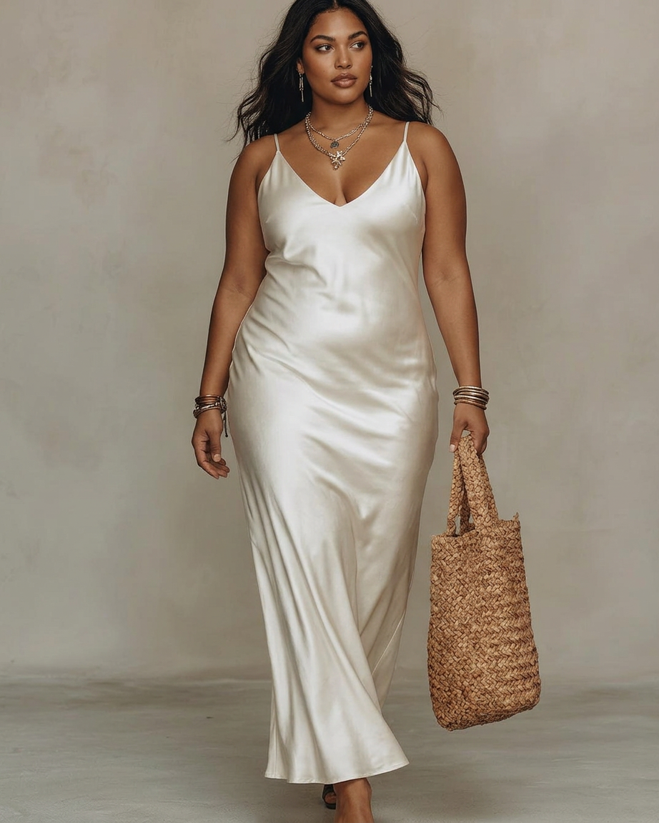 Alessia – Elegant Satin Midi Dress