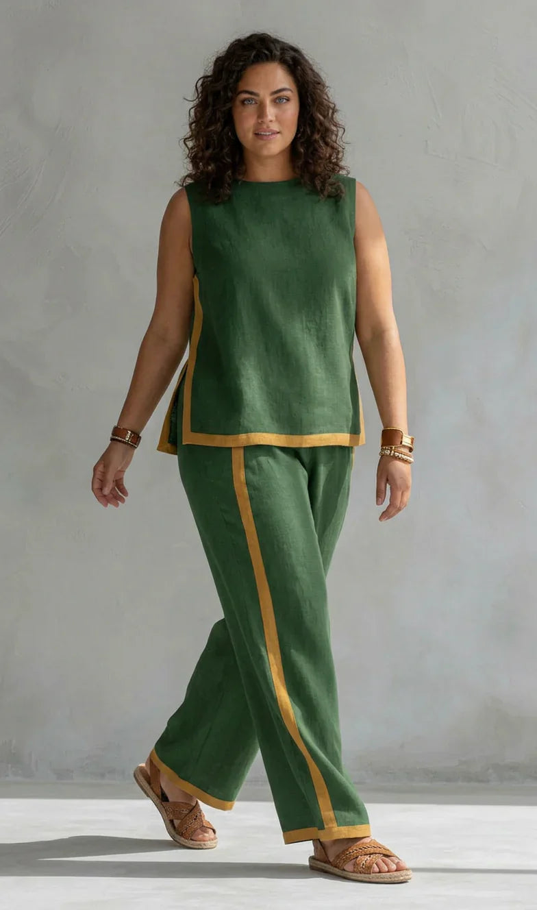 Ursula - Elegant and Casual Set of Vest and Pants with Bicolor Finishes