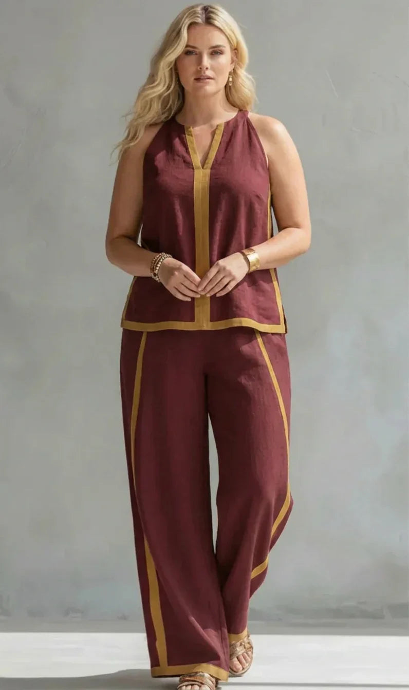 Ursula - Elegant and Casual Set of Vest and Pants with Bicolor Finishes