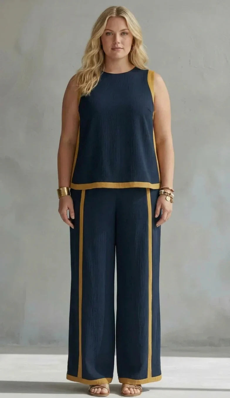Ursula - Elegant and Casual Set of Vest and Pants with Bicolor Finishes
