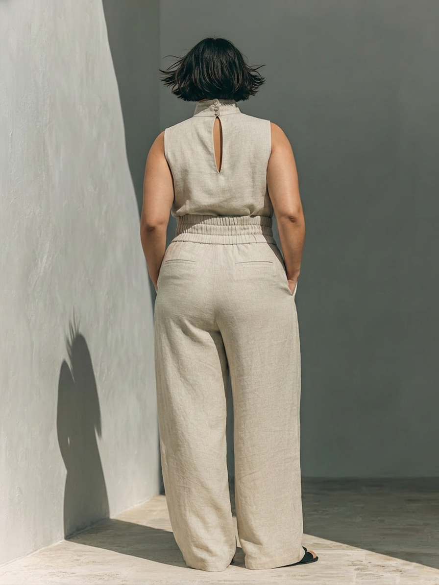 Set consisting of a sleeveless blouse and wide-leg Pants