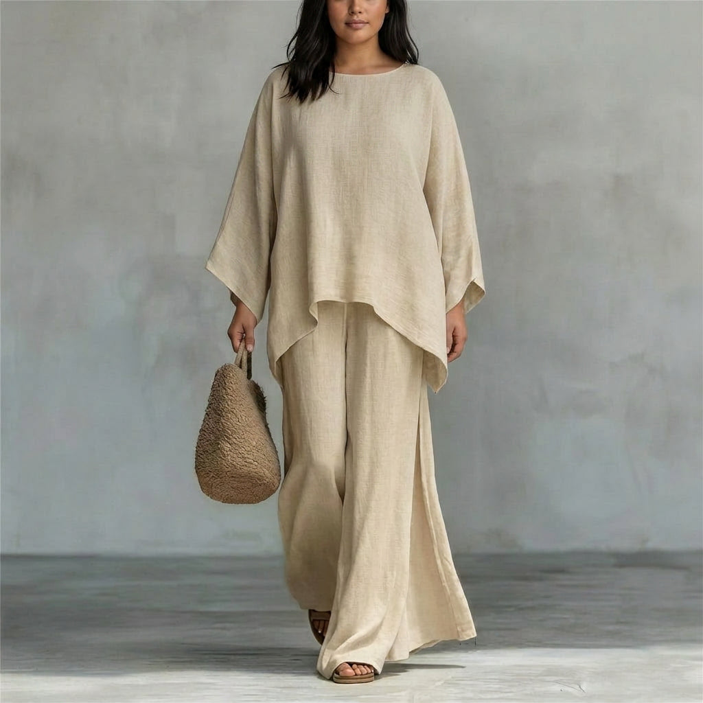 Cristina | Two-piece set with long sleeves and wide pants