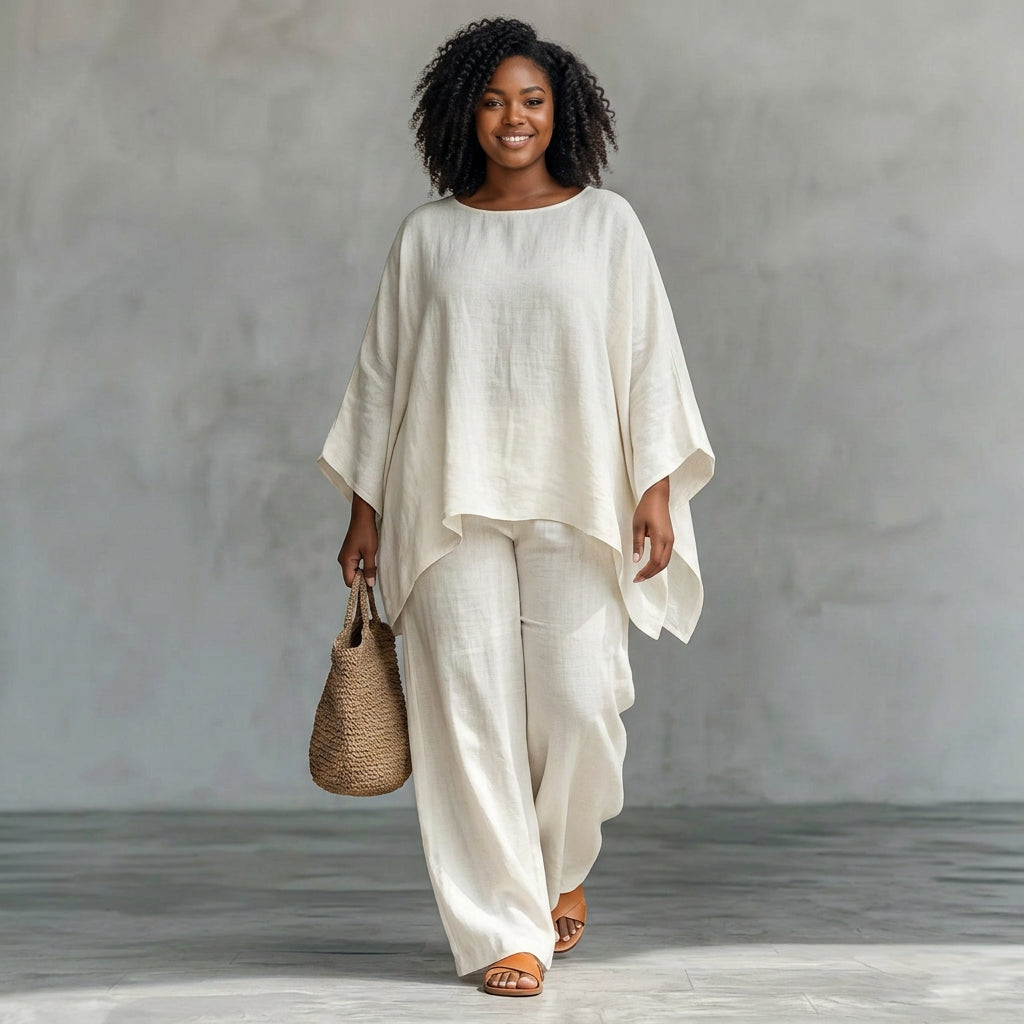 Cristina | Two-piece set with long sleeves and wide pants