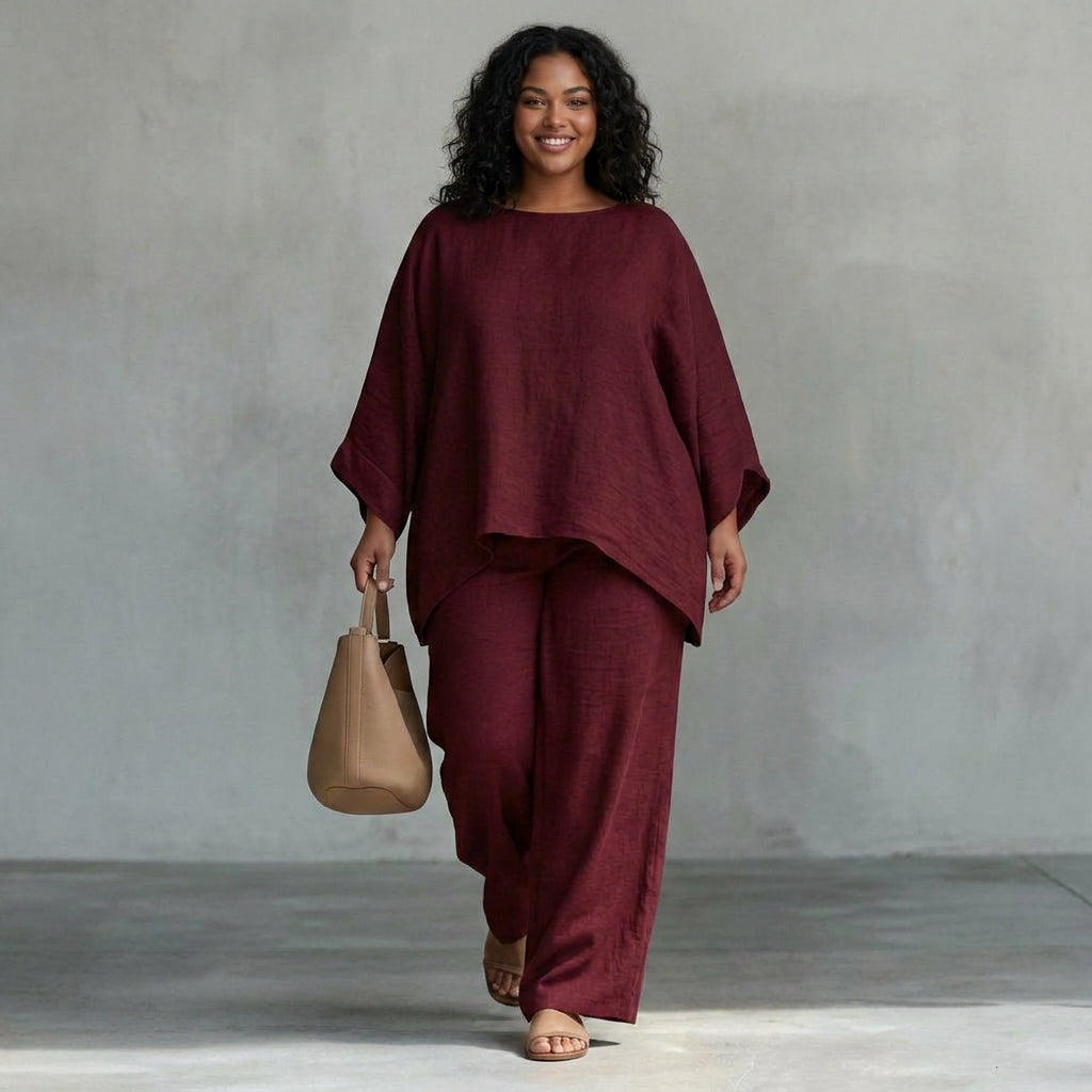 Cristina | Two-piece set with long sleeves and wide pants