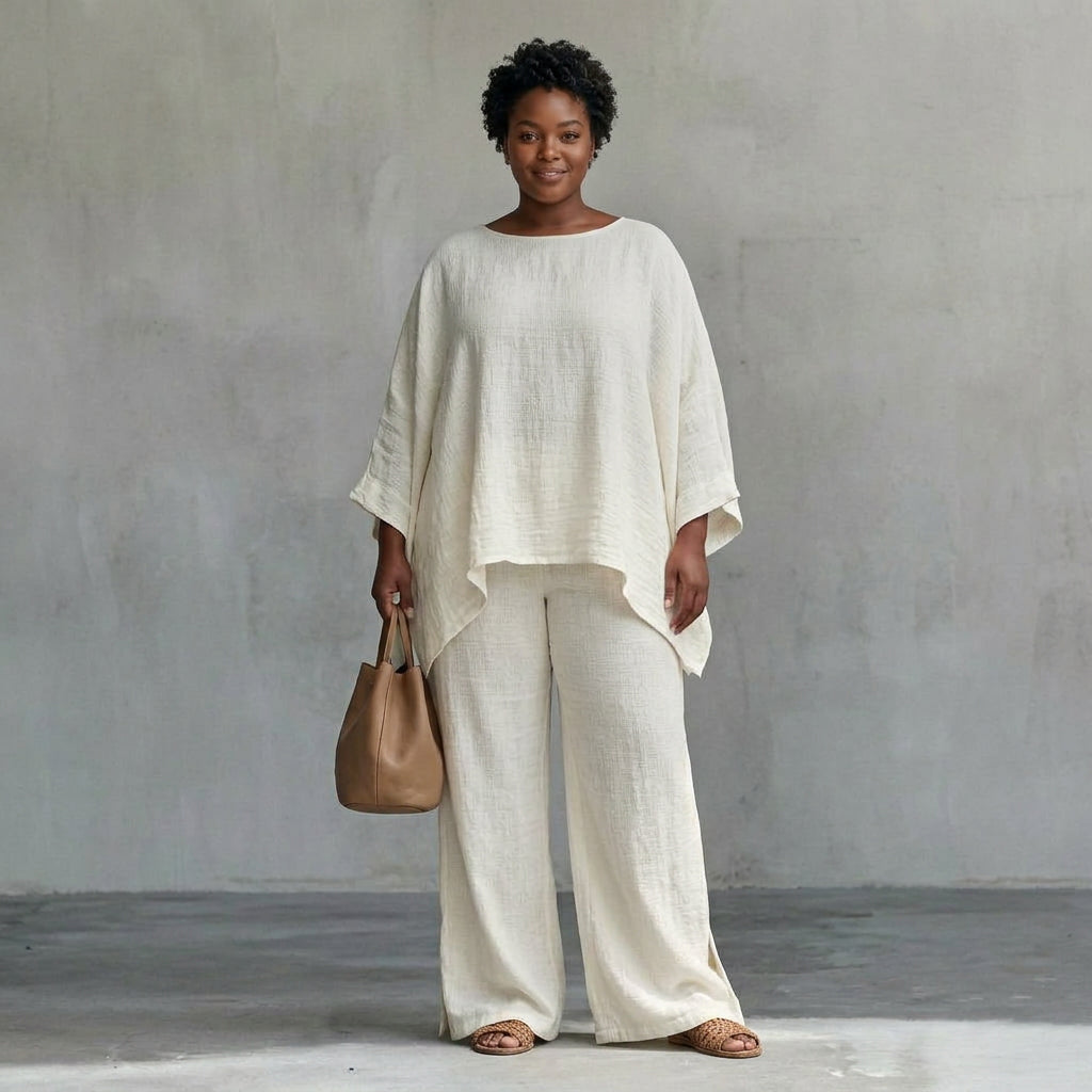 Cristina | Two-piece set with long sleeves and wide pants