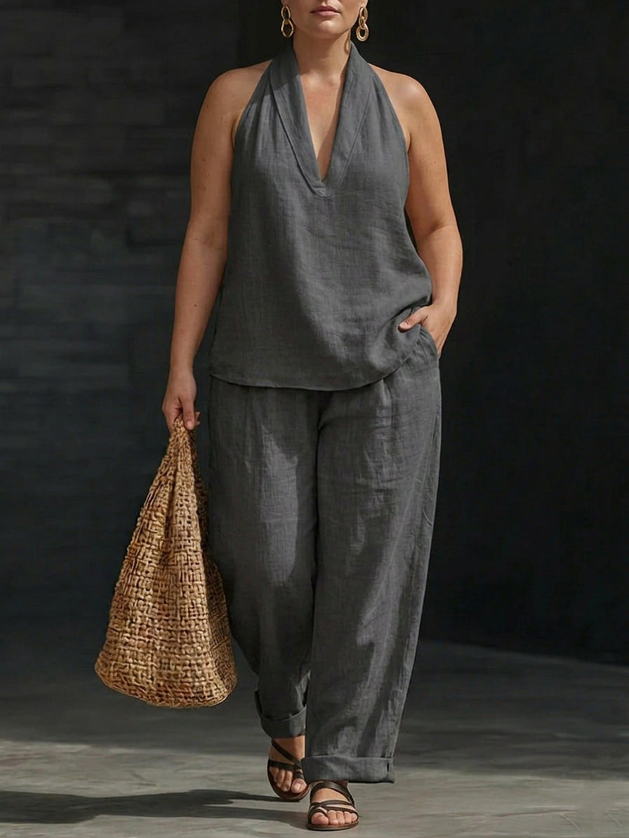 Zoë Sleeveless Set with Wide Pants