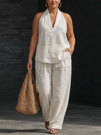 Zoë Sleeveless Set with Wide Pants