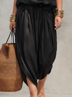 Aurora – Sleeveless top with American collar and pleated pants