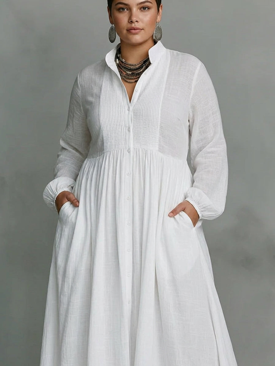 Léonie | Maxi minimalist dress with high collar