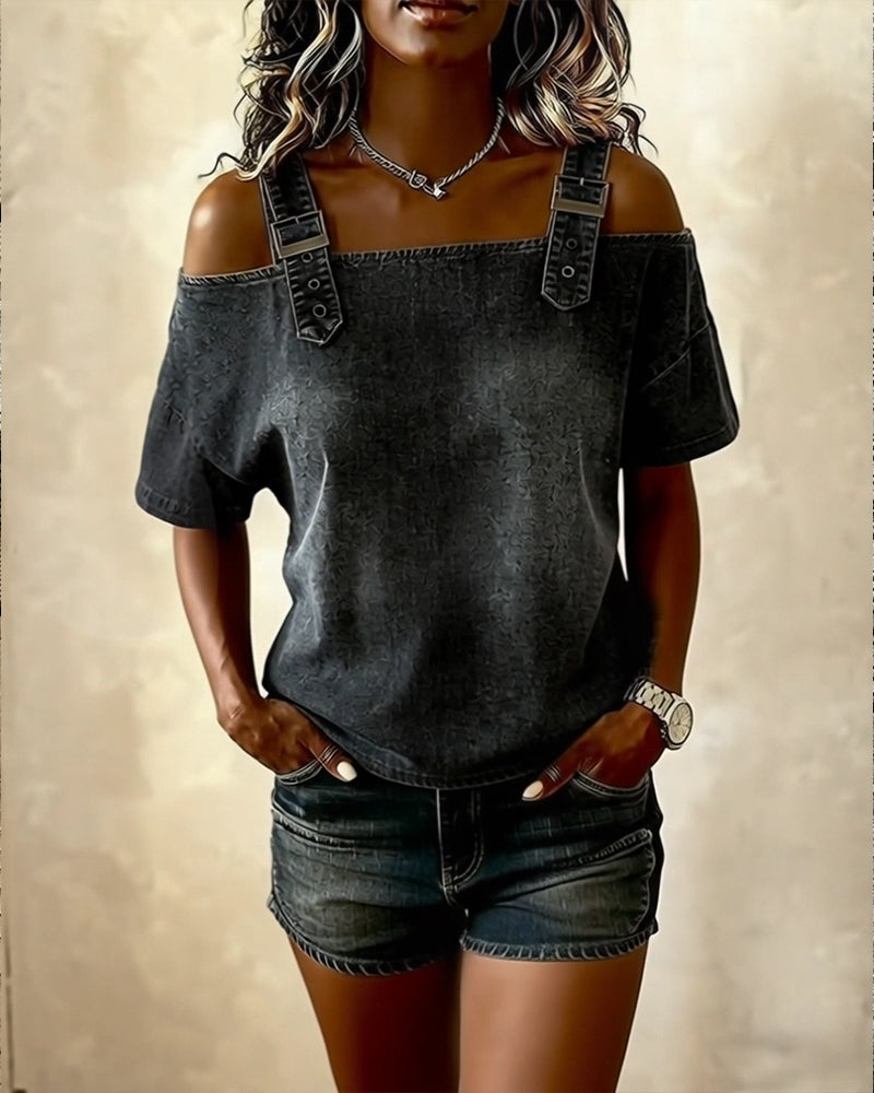 Patricia | Off-Shoulder Denim Shirt