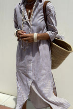 Sunna | Timeless Striped Shirt Dress with Elegant Comfort