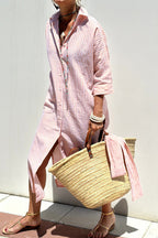 Sunna | Timeless Striped Shirt Dress with Elegant Comfort