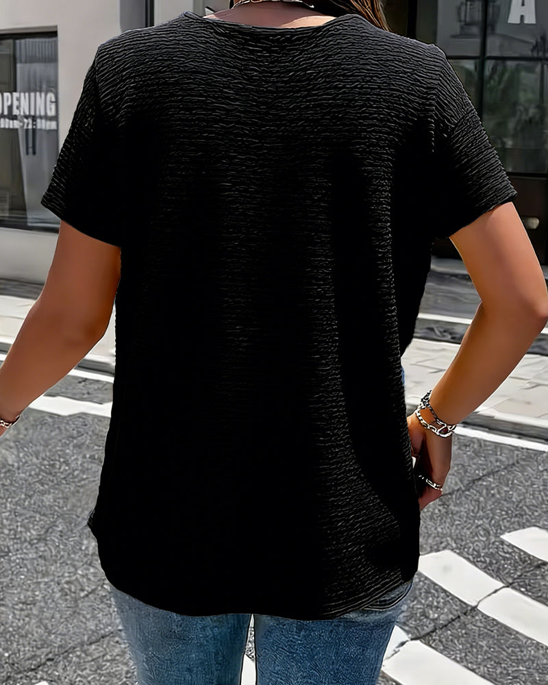 Barbara|Collar T-Shirt with Buttons