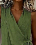 Brenda | Wide Strap Cross Top with Bow
