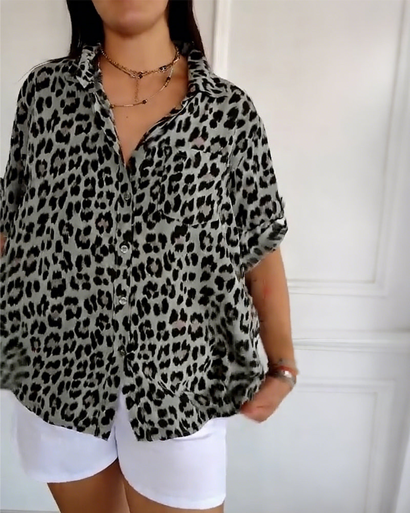 Susan | Fashion Blouses with Leopard Print