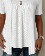 Carol | Faux Layered Square Collar Cutout Patchwork Shirt