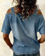 Patricia | Off-Shoulder Denim Shirt