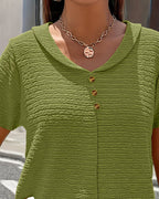 Barbara|Collar T-Shirt with Buttons