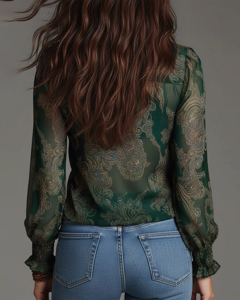 Demi | Zip Ruffled Retro Blouse