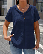Barbara|Collar T-Shirt with Buttons