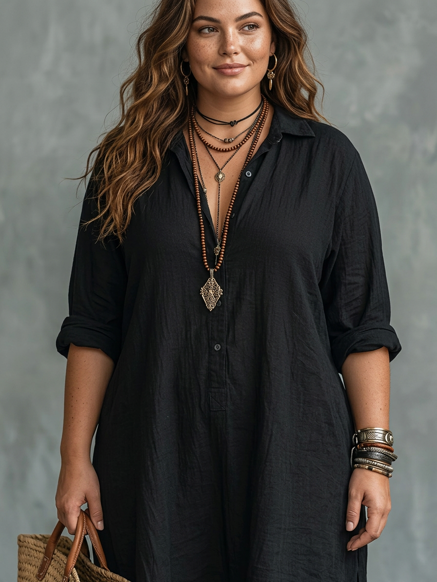 Soline | Maxi black fitted dress with buttons